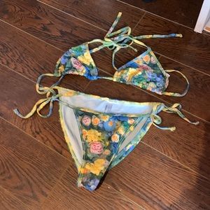Floral American apparel string bikini, size s